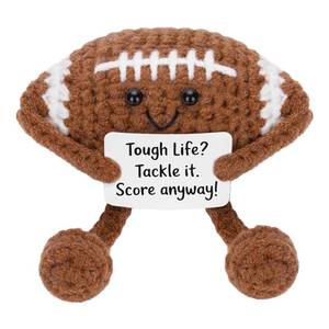 lot 1654 image: COZYMATE Positive Crochet Football Stuffed Animal with Affirmation Card - Retail $9