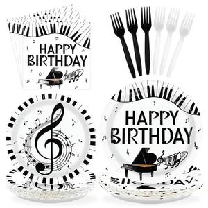lot 1660 image: Greencian 96 Pcs Music Notes Party Decorations, Serves 24 - Retail $16