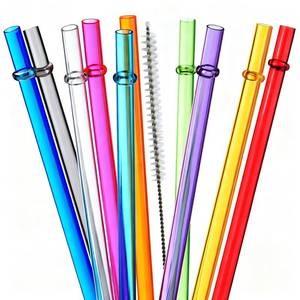 lot 1665 image: ALINK 10.5 Plastic Reusable Straws, 10 Pack Colorful Tritan Tumbler Straws - Retail $5