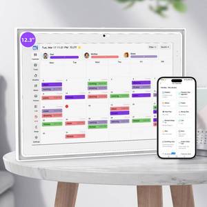 lot 1669 image: 12.3 Inch Digital Calendar, 1920x1280 IPS Digital Picture Frame, 32GB Touch Screen Wall & Desk Digital Planner for Schedule, Photo Display, Meals, Chore Chart & Tasks - Retail $100