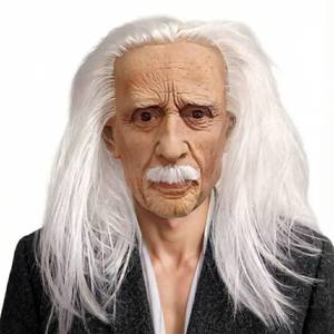 lot 1677 image: x-merry toy Realistic Old Man Mask for Adults Men Creepy Grandpa Human Face Latex Masks with White Hair Mustache Scary Halloween Cosplay Props Rubber Headpiece for Masquerade Party - Retail $25