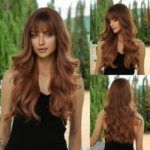 lot 1681 image: OUFEI Ombre Ginger Wigs with Bangs for Women Long Wavy Wig Natural Synthetic Hair Heat Resistant Wigs for Daily Party Cosplay Wear - Retail $22