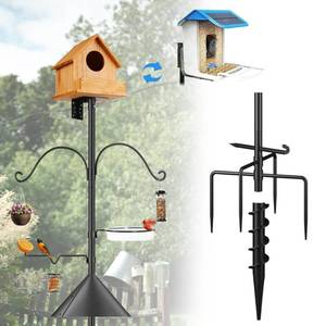 lot 1696 image: Bird Feeder Pole Squirrel-Proof, 93 Inch Heavy Duty Bluebird House Pole Kit for Outdoor Garden, Feeder Stand Adjustable with 5-Prongs Base for Hanging Plants, Bird Feeders (Shape 1) - Retail $50