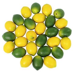 lot 1697 image: Winlyn 28 Pcs Fake Lemon Artificial Fruits Vivid Green and Yellow Lemon Mixed Set Lifelike Simulation Fruit for Home House Kitchen Party Decoration - Retail $19