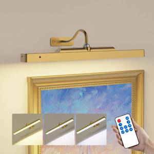 lot 1704 image: Wireless Picture Light Battery Operated, 1Pack Remote Control Painting Light with Timer, 13Hrs Service Life Art Display Light for Picture Frame Artworking Portrait, Poster, Photo, Mirror_Antique Gold - Retail $21