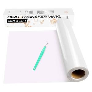 lot 1707 image: HTVRONT Heat Transfer Vinyl White HTV Roll- 12 x 15ft HTV Vinyl for Shirts - Retail $12