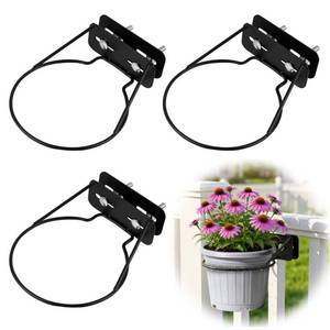 lot 1717 image: 3pc Railing Plant Hanger 7 Inches Adjustable Plant Holder Between Rails - Retail $17