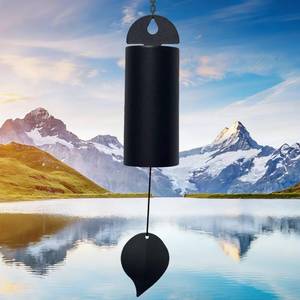 lot 1721 image: Wind Chimes for Outside Deep Tone, Large Metal Cylinder Memorial Wind Chimes Outdoor - Serenity Bell with Deep Resonance Outdoor Decor for Garden Patio Yard Porch - Black - Retail $20