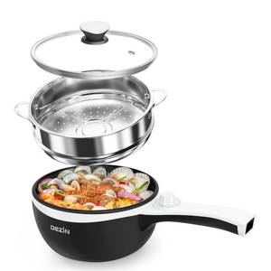 lot 1727 image: Dezin Hot Pot Electric with Steamer, 1.5L Non-Stick Portable Electric Pot - Retail $38