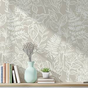 lot 1732 image: Safiyya Leaf Peel and Stick Wallpaper Beige and White Contact Paper Peel and Stick 17.3x 78.7 Wall Paper Self Adhesive Removable Wallpaper for Bedroom Bathroom Vinyl Roll - Retail $322