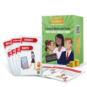 lot 1744 image: Financial Literacy Flashcards for Kids & Teens  108 Money & Finance Terms with Images, Definitions & Discussion Prompts  3 Skill Levels (Beginner��Advanced)  Deluxe Set with Digital Activity Book - Retail $18