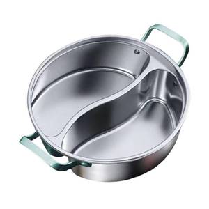lot 1749 image: JISADER 316 Stainless Steel Pot with Divider Shabu Shabu Pot Easy to Clean Divided Hot Pot for Household Home Party Family Gathering, 32cm - Retail $9,288