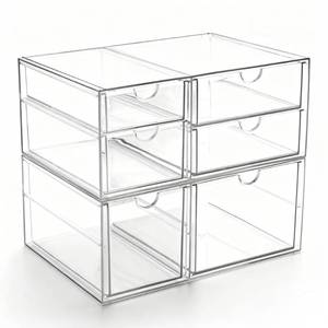 lot 1761 image: Prsildan Acrylic Makeup Organizer Clear Storage Drawer with 6 Small Drawers - Retail $27