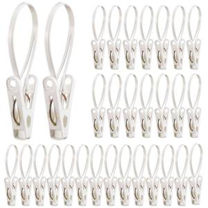 lot 1806 image: Honeydak 30 Pack Baby Hangers with Clips for Pants Sock, White - Retail $10