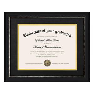 lot 1810 image: upsimples Diploma Frame 11x14 with HD Glass, Wood Grain with Gold Beading - Retail $24