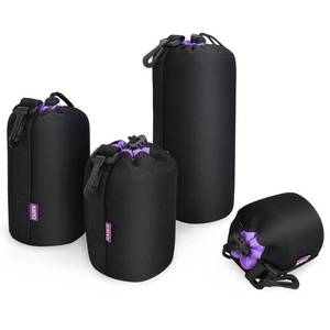 lot 1820 image: CADeN Lens Pouch Set 4 Pack Replacement Compatible for Canon, Nikon, Sony, Pentax, Olympus (Small, Medium, Large, X Large) Camera Lens Case Bag Thick Protective Neoprene Pouch Soft Plush for DSLR Lens - Retail $20