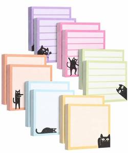 lot 1821 image: Mr. Pen- Black Cat Sticky Notes Set Bulk, 3 x 3, 12 Pads, 900 Sheets - Retail $9