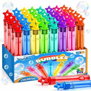 lot 1827 image: EagleStone 32 Pcs Star Bubble Wands for Kids, 8-Color Mini Party Favors - Retail $7