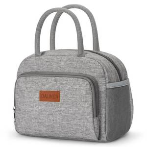 lot 1839 image: DALINDA Lunch Bag, Lunch Box for Women & Men, Insulated Lunch Tote Bags Water-Resistant Cute Cooler Bag, Reusable Large Capacity Lunchbox for Work Travel Picnic(Gray) - Retail $9