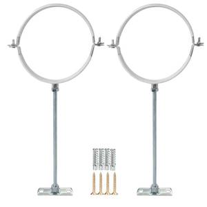 lot 1849 image: 2 Sets 6 Inch Adjustable Pipe Bracket��Heavy Duty Galvanized Iron Stove Pipe Hanger Strap��Wall Support Chimney Pipe Holder��Round Split Ring Vent Conduit Carrier Kit��with All Mounting Screws - Retail $29