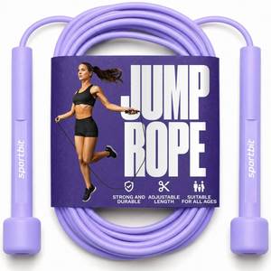 lot 1852 image: SPORTBIT Adjustable Jump Rope for Fitness and Exercise, Purple - Retail $6