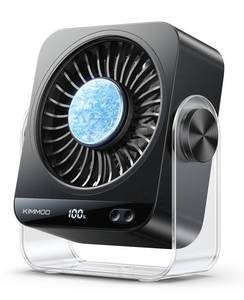 lot 1860 image: KIMMOO USB Desk Fan for Bedroom, 199 Speeds Turbo Airflow, Portable Fan with Ice Cooling, Digital Display Quiet Table Fan, 270° Rotating Small Rechargeable Battery Desktop Fans for Home Office (Black) - Retail $14