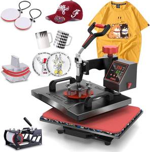 lot 321575 image: Retails for $176 OIIEE Heat Press Machine 5 in 1 Combo Heat Press 12 x 15 Inch Heat Transfer Machine 360-Degree Swing Away Digital Shirt Printing Multifunction Heat Transfer Sublimation for T Shirts Mugs Hat Plate Cap