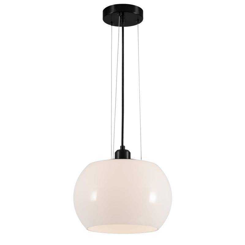 lot 18433 image: Modern Large Globe Pendant Light Black White Dome Glass Pendant Lighting Mid Century Farmhouse Kitchen Island Hanging Light Fixture Dining Room Ceiling Hanging Lamp - Retail $105