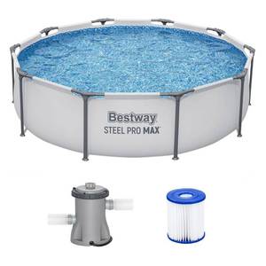 lot 59804 image: Bestway 10 x30 Steel Pro Frame Above Ground Swimming Pool Set - Retail $123