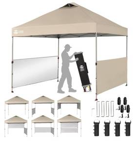 lot 59807 image: CROWN SHADES 10x10 Pop up Canopy Tent with 2 Half Sidewalls - Retail $160