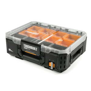 lot 59820 image: ToughBuilt Heavy Duty Storage Organizer Portable Tool Box  StackTech  Black - Retail $82