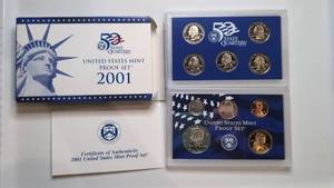 lot 403 image: United States Mint 2001 Proof Set 50 State Quarters