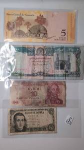 lot 407 image: Foreign Currency Banknotes Lot 4 Pieces Venezuela Afghanistan Transnistria Spain