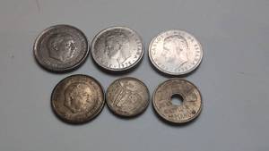 lot 514 image: Spanish Peseta Coins Lot 6 pieces 1957-1978