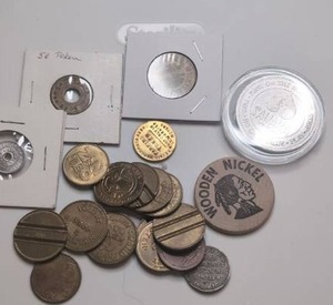lot 529 image: Mixed Coins and Tokens Lot Including Wooden Nickel, Vegas&nbsp