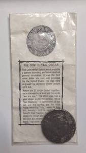 lot 536 image: Continental Dollar Pattern Coin with Historical Information Card - Novelty Coin