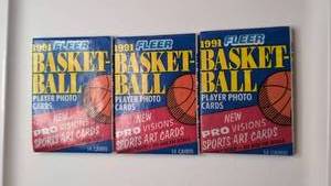 lot 1006 image: Fleer 1991 Basketball Player Photo Cards 3 Packs - sealed