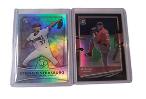 lot 1055 image: Stephen Strasburg Baseball Trading Cards Lot 2 Cards Serial Numbered Cards