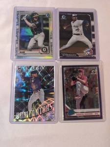 lot 1060 image: Baseball Trading Cards Lot 4 Cards Panini Donruss Optic Chrome Serial Numbered Cards