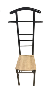 lot 52475 image: Black Metal Chair with Wood Seat