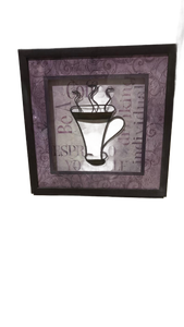 lot 52485 image: Framed Coffee Cup Wall Art Print with Purple Matting