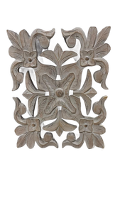 lot 52486 image: Carved Wood Decorative Panel with Floral and Scroll Motif