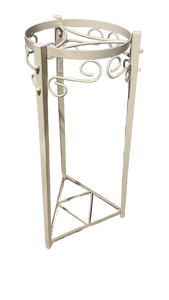 lot 52492 image: Decorative White Metal Plant Stand with Scrollwork