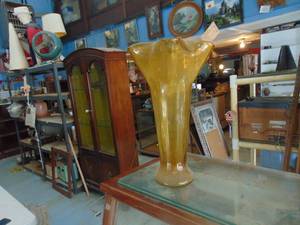 lot 3495 image: Large Amber Glass Vase - Blenko 