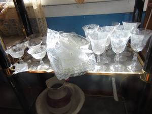 lot 3511 image: Selection of Stemmed Etched Clear Glass - - A couple are broken