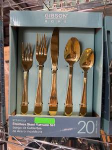 lot 1002 image: Gibson Home Stravidia 20-Pc Gold Stainless Steel Flatware Set - Service for 4 - NEW&nbsp