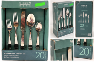 lot 1015 image: Gibson Home Castleford 20-Pc Stainless Steel Flatware Set -Service for 4-NEW