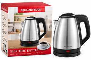lot 1023 image: Brilliant Cook Cordless Stainless Steel Electric Kettle-Silver &amp Black&nbsp