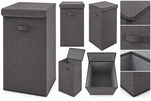 lot 1024 image: Storage Solutions Tall Laundry Hamper- Gray -24.8 H&nbsp