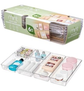 lot 1027 image: Mint Home 6-Pc Clear Stackable Drawer Organizer Bin Set&nbsp